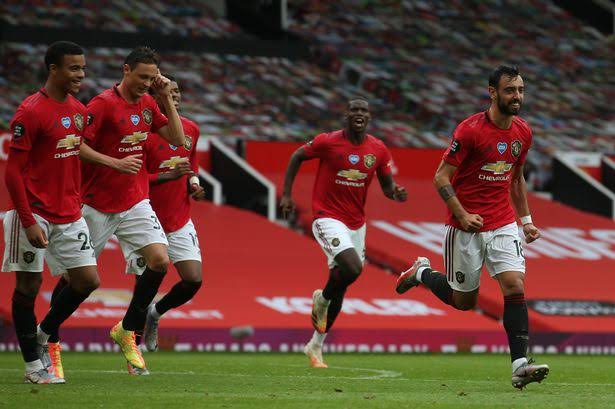 Manchester United celebrating a goal against Bournemouth